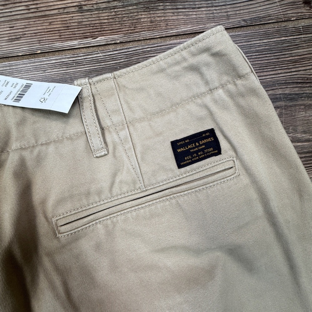 J.Crew Wallace & Barnes Mens Size 32x32 Officer Chino Pants Khaki Selvedge NWT - Picture 9 of 13